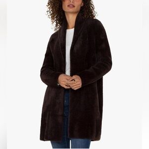 Liverpool Los Angeles 1X Open Front Fuzzy Mink Shawl Coatigan Coat LY8D66SW58